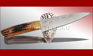 Нож кухонный Takeshi Saji ST-01 Custom Damascus Gyuto Stag Bone 135mm