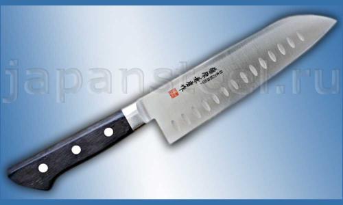 Нож кухонный Fujiwara Kanefusa FKS-22 Santoku 180 Molybdenum Vanadium с проточкой ― Интернет-магазин уникальных ножей и мечей